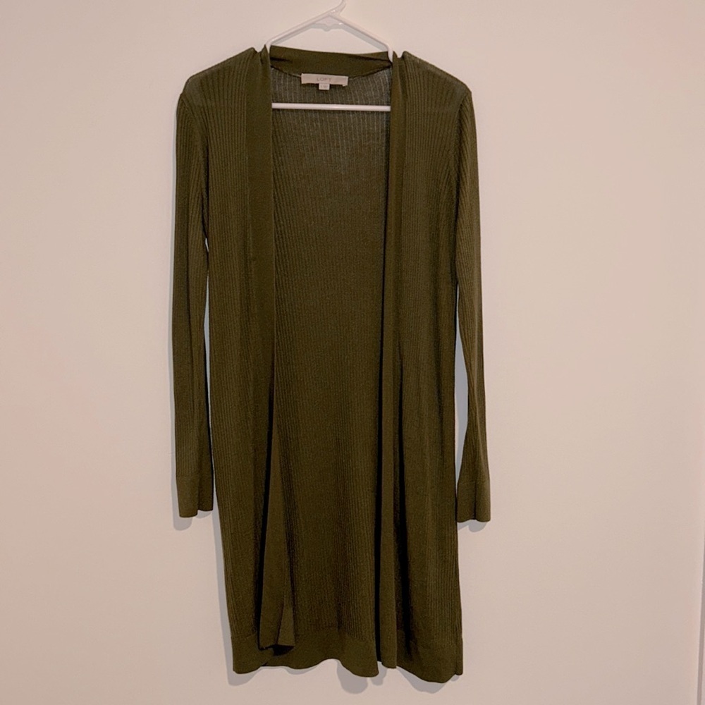 LOFT Ribbed Lightweight Long Cardigan